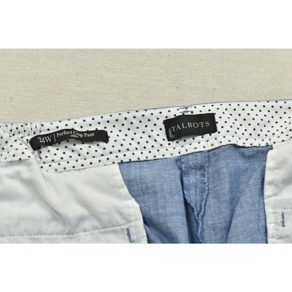 Talbots Women's Blue Linen Blend Perfect Crop Pants Plus Size 24W - Picture 6 of 8